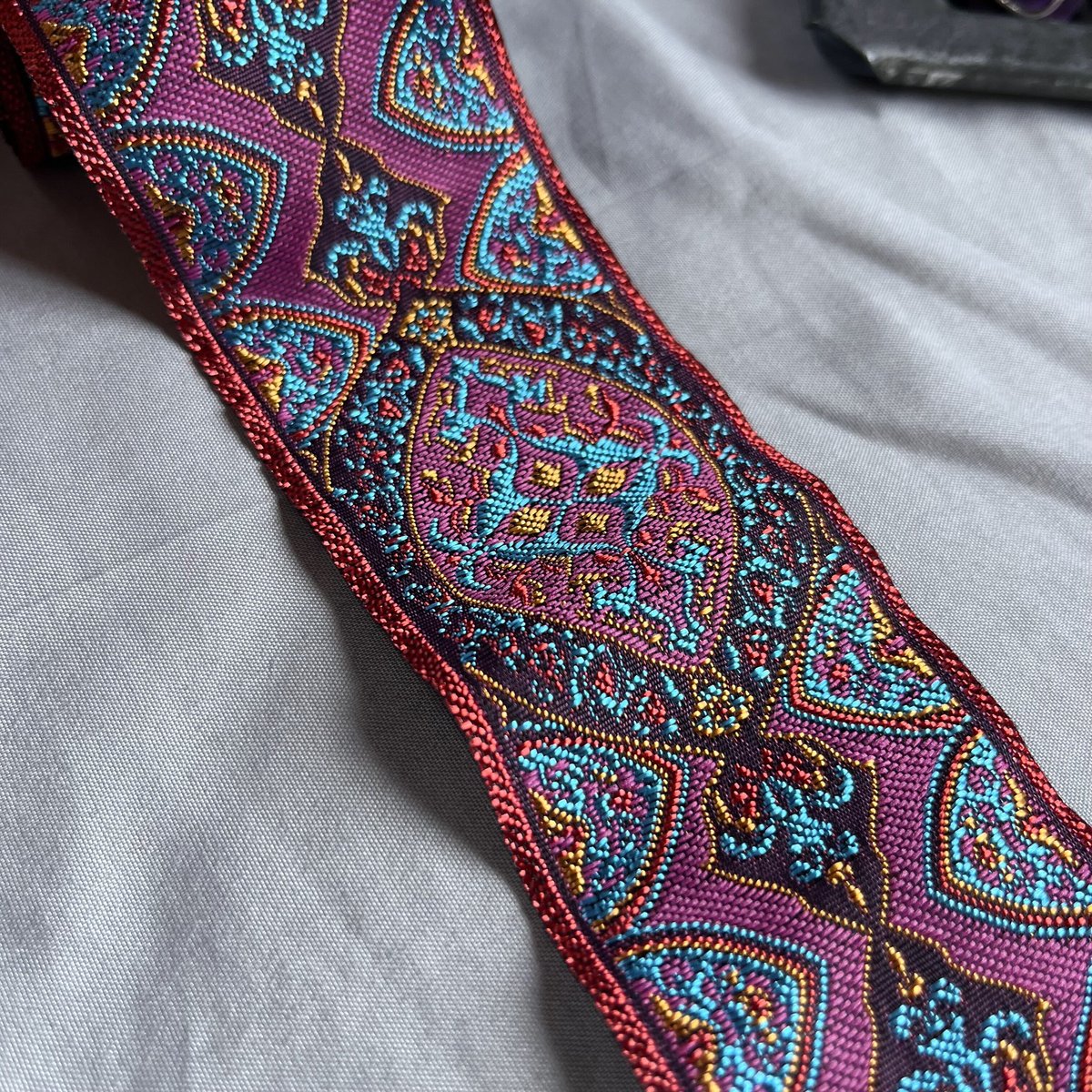 インド刺繍 ワイドリボン( pink×Blueペイズリー) | anyone