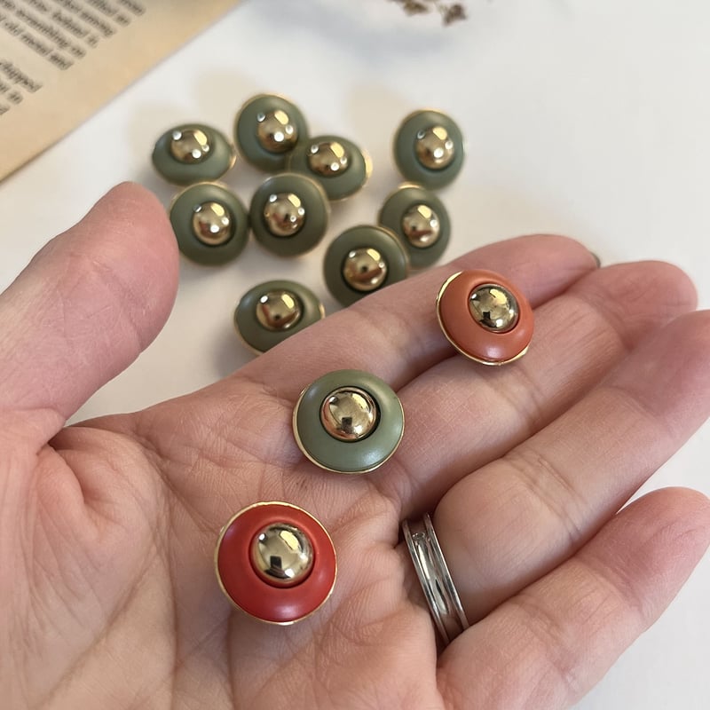 England ヴィンテージボタン12mm (モスグリーン)1個 | anyone