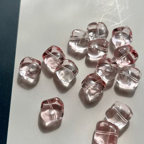 hukisoku ガラスビーズ clear baby pink6個