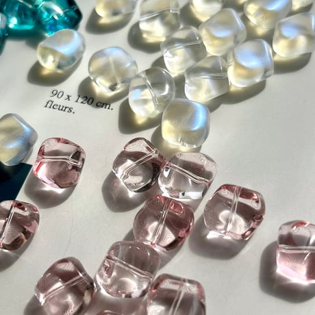 hukisoku ガラスビーズ clear baby pink6個