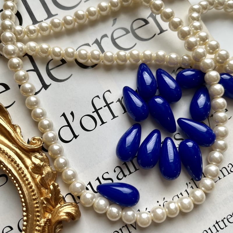 big ティアドロップビーズ(ブルー) 5個 | anyone