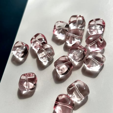 hukisoku ガラスビーズ clear baby pink6個