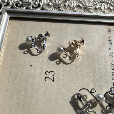 パール イヤリング金具（silver）4個