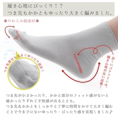 KS06 くちゴムなしのしめつけない靴下（やわらか綿素材・婦人サイズ）
