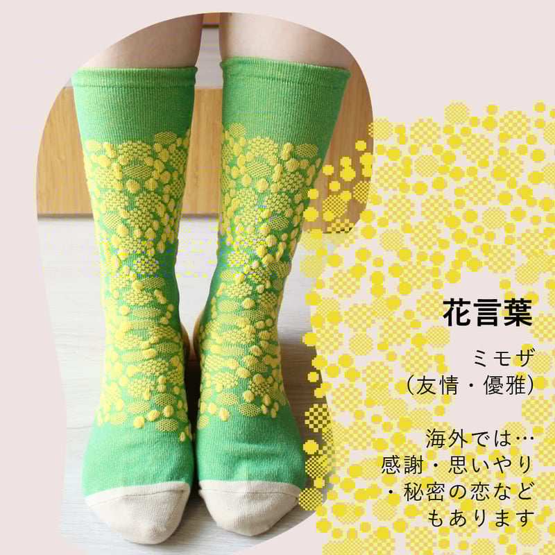 BS03 ボタニカソックス（ミモザのリース/Mimosa wreath） | M&M SOCK