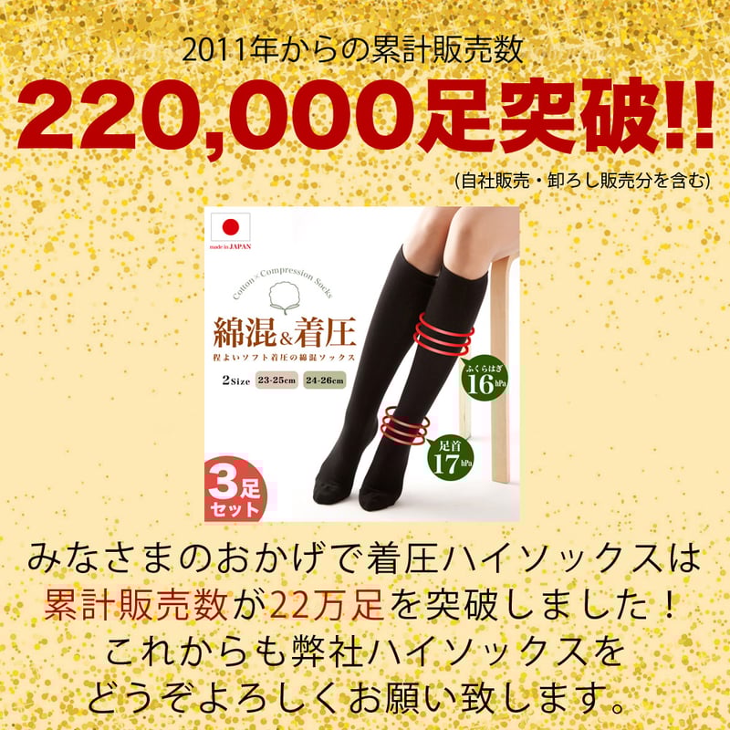 070 日本製・綿混ソフト着圧ハイソックス | M＆M SOCKS ‐PRODUCTS‐