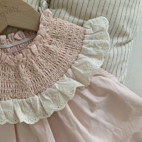 【order】Lace Smock Bubble Romper(73-90)