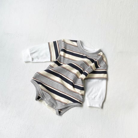 layered stripe rompers