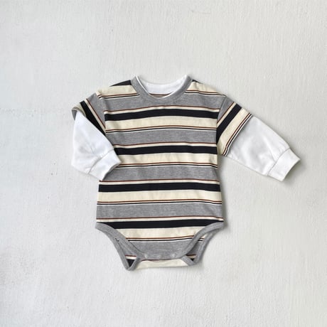 layered stripe rompers