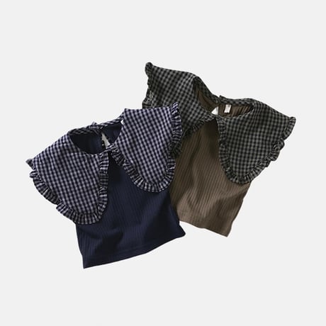 Frill Collar Rib Top(2color)