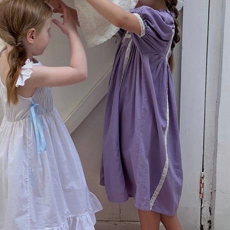 【order】Lavender Lace Puff Dress(90-120)