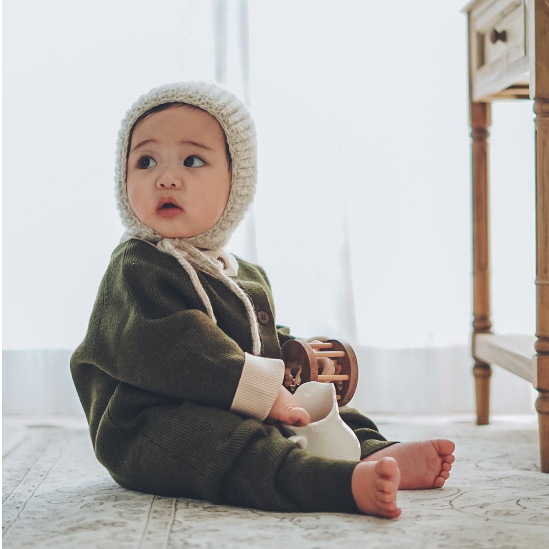 olive rib knit romperse | Bebe Anne