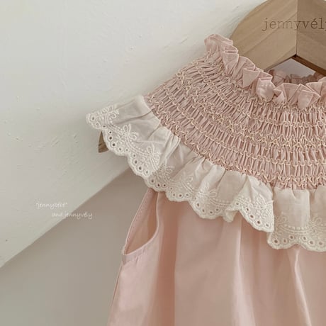 【order】Lace Smock Bubble Romper(73-90)