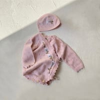 blossom knit Romper & Bonnet set