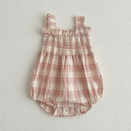 【order】Blush Check Cami Romper(73-90)