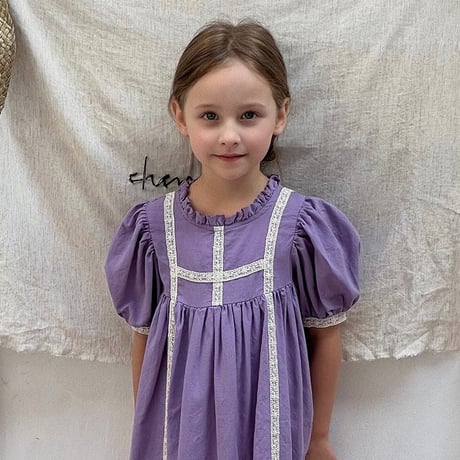 【order】Lavender Lace Puff Dress(90-120)
