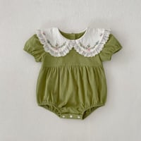 【order】Pistachio Floral Collar Romper(73-90)