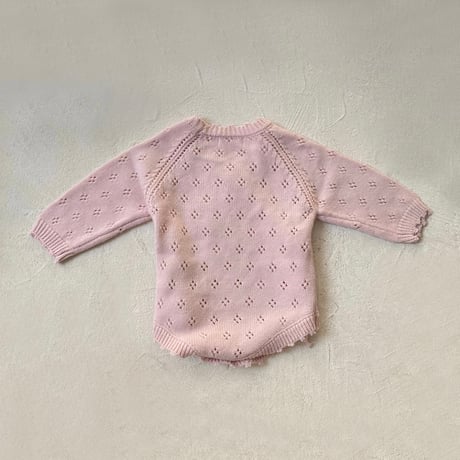 blossom knit Romper & Bonnet set