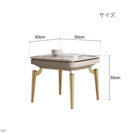 大理石調シャンパンゴールドソファサイドテーブル
