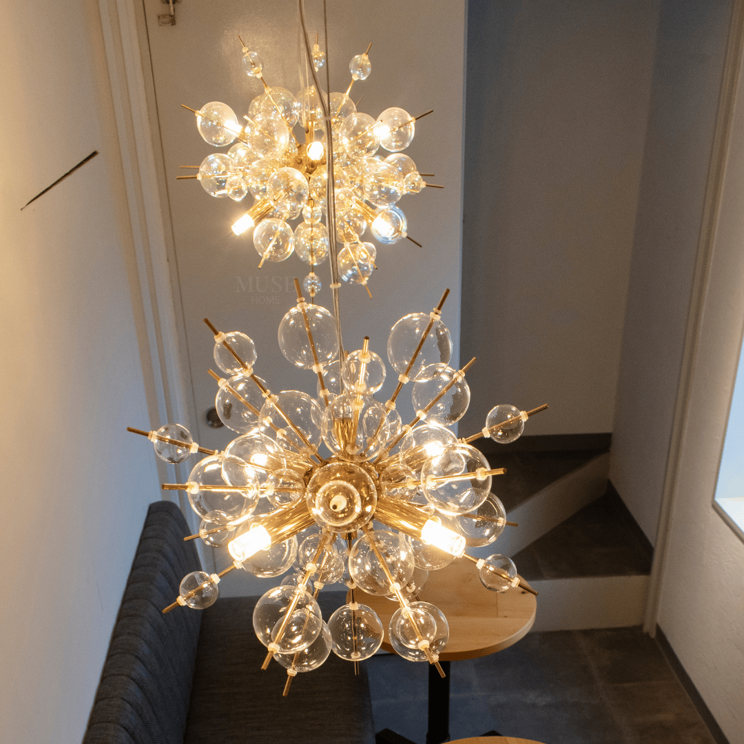 ビンテージ◾️4灯 天井照明 ゴールドフレーム ペンダントライト