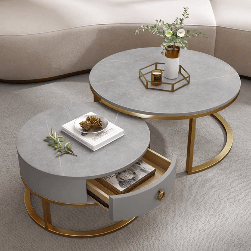 マーブル調ゴールドダブルローテーブル | リビング＆ダイニング