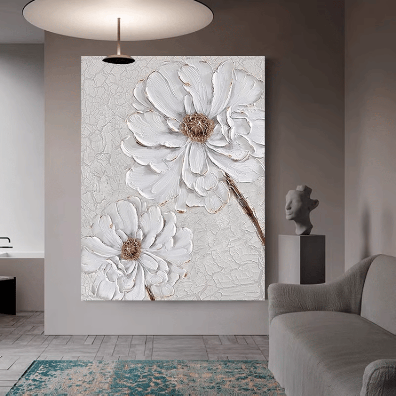 ホワイトダブルフラワーウォールアート | リビング＆ダイニング