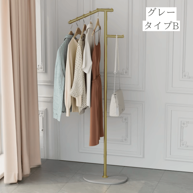アンティークゴールドハンガー 角パイプ〔ストエキオリジナル〕 アンティークゴールドハンガーラック 角パイプ 幅90cm ［スト
