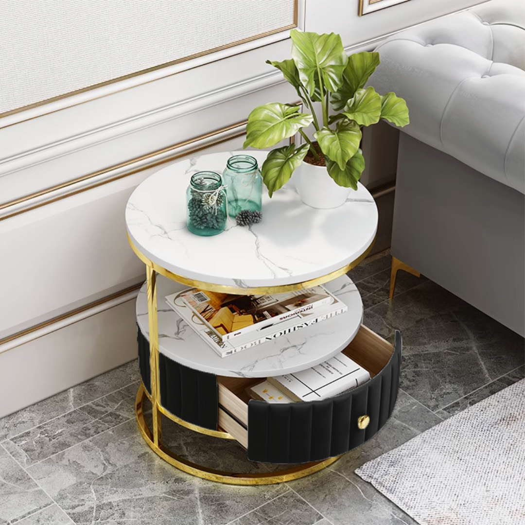 収納付きマーブル柄ラウンドテーブル | リビング＆ダイニング