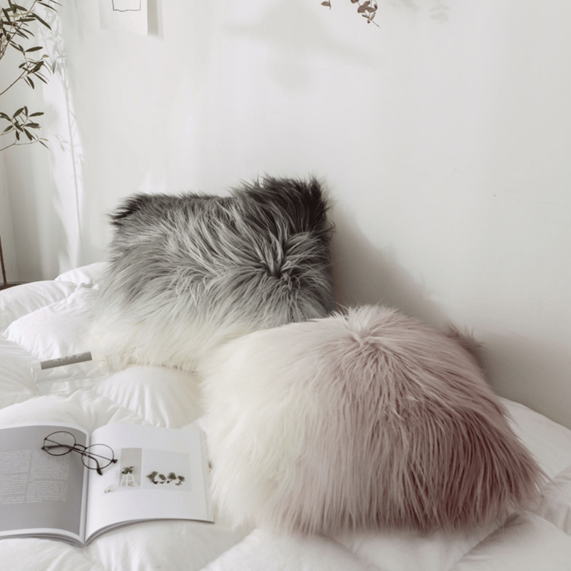 羊毛皮ファークッションカバーラグマット椅子カバー等アイボリーカラー