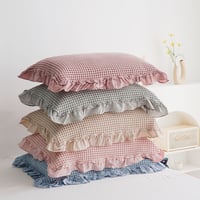 コットン ワッフルフリルピローケース