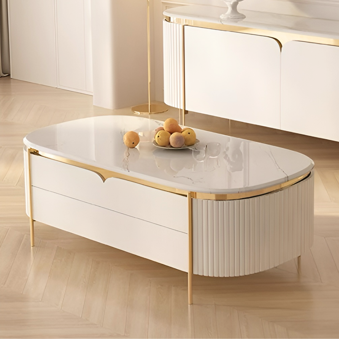 ラグジュアリーゴールドフレームローテーブル | リビング