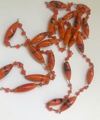 orange glass long necklace