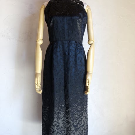 embroidered black silk china dress