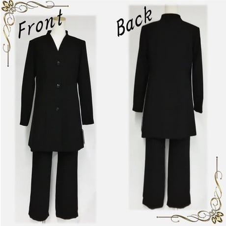 ブラックフォーマル　パンツスーツ　レディース　日本製　喪服　礼服　ブラック ノーカラージャケット　冠婚葬祭　通年　136701 -2