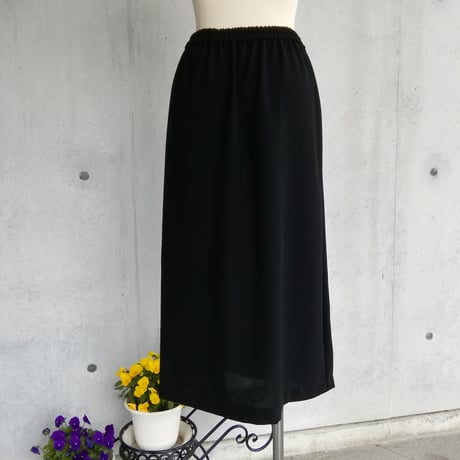 【日本製】S～3L 喪服 巻きスカート風セミフレアーアシメトリータックスカート 116201