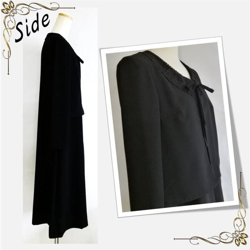 新品タグ付 ブラックフォーマル　喪服　ゆったり　前開き　ロングワンピース AddRouge 喪服 礼服 レディース 前開き ブラックフォーマル