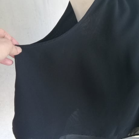 《4L～6L》透け感シフォン大人可愛い お花モチーフ体系カバーチュニックビスチェ黒 日本製 127601-20 -2