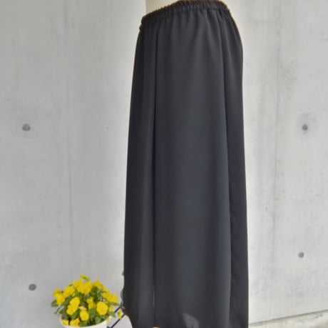 【日本製】S～3L 喪服 巻きスカート風セミフレアーアシメトリータックスカート 116201