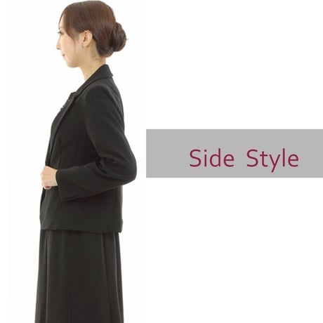 喪服 レディース ロング丈 楽ちん 日本製 ワンピーススーツ 2点セット ジャケット付き 大きいサイズ 礼服 ブラックフォーマル おしゃれ 体型カバー 113807AS-2