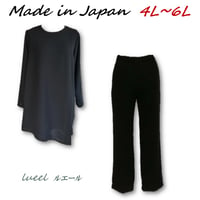 喪服 日本製 《4L～6L》漆黒のフォーマルセットアップ チュニック＆美脚パンツ / サイズオーダー無料137702