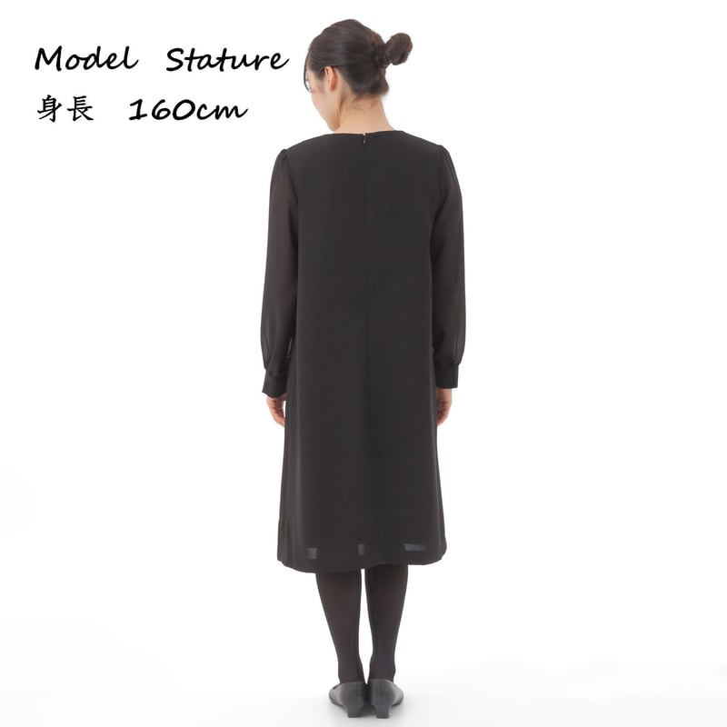 M 袖シフォン 黒 ワンピース レディース フォーマル 透け感 卒業式