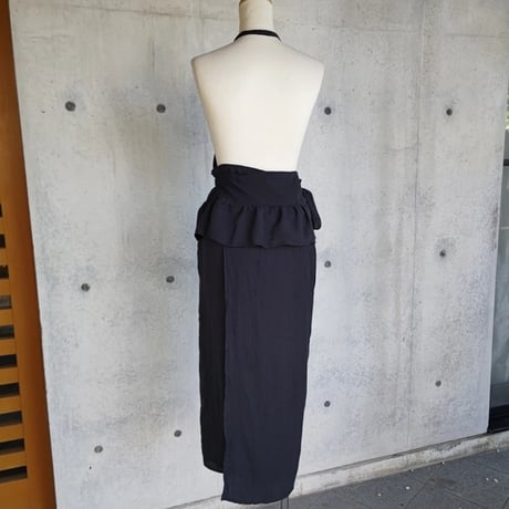 【自分サイズ×アイロン不要】茶道お稽古エプロン（ブラックメランジ）｜身丈オーダー無料・S〜3L 116100-20