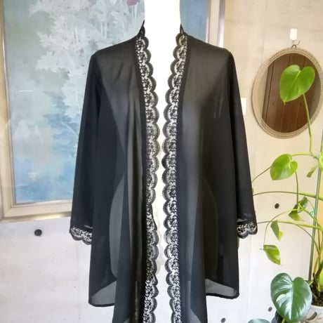 喪服 S~3L 夏の羽織もの ジャケット トッパー 大きいサイズ 礼服 ロング丈 レース使い 127500