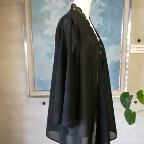 喪服 S~3L 夏の羽織もの ジャケット トッパー 大きいサイズ 礼服 ロング丈 レース使い 127500
