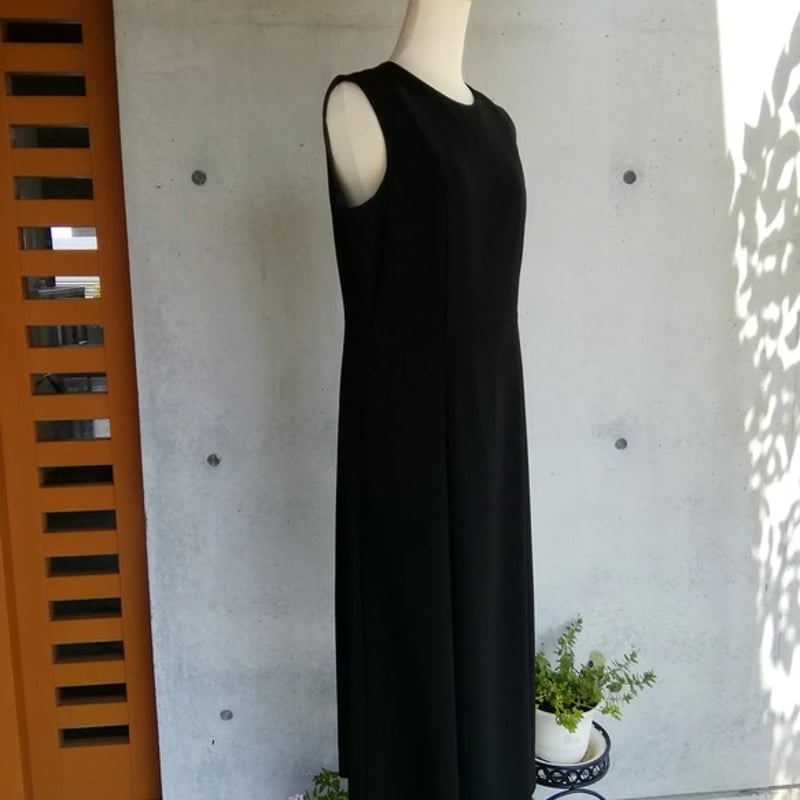 喪服 7L~10L 日本製 ブラックフォーマルノースリーブロングワンピース