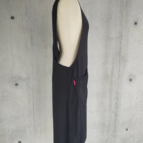 【丈オーダー無料】かぶるだけエプロン｜すっきりAライン｜ブラックメランジ｜7L～10L対応｜114102-20-3