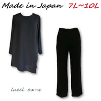 喪服 日本製 《7L～10L》漆黒のフォーマルセットアップ チュニック＆美脚パンツ / サイズオーダー無料137702