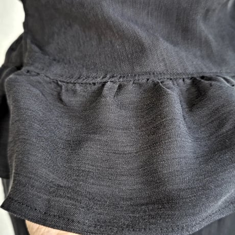 【自分サイズ×アイロン不要】茶道お稽古エプロン（ブラックメランジ）｜身丈オーダー無料・S〜3L 116100-20
