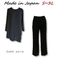 喪服 日本製 《S～3L》漆黒のフォーマルセットアップ チュニック＆美脚パンツ / サイズオーダー無料137702