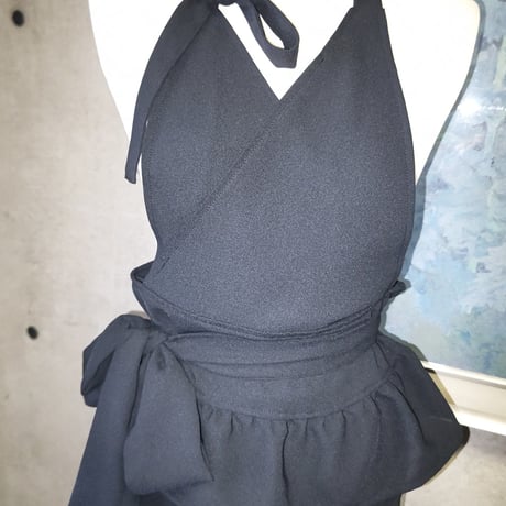 【Mサイズ1点限定特価】茶道エプロン/黒 お客様の声から誕生！洋服でお稽古・普段使いも◎ストレッチ/116100-28M